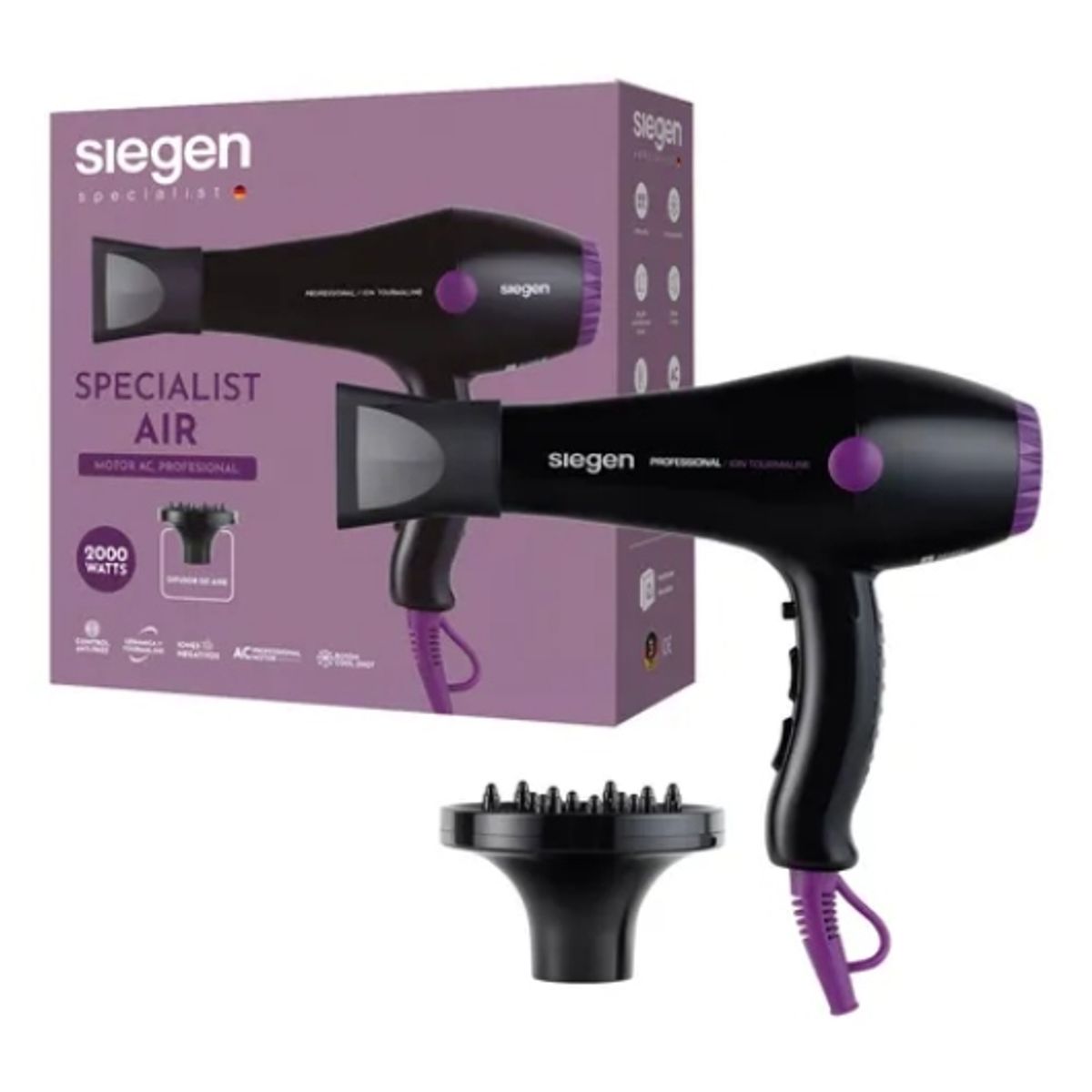 SIEGEN - Secador De Pelo Siegen Sg-3049 2000w Negrovioleta