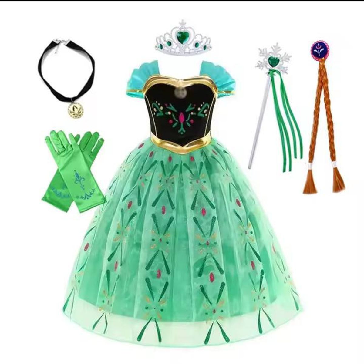 GENERICO - Set disfraz princesa vestido y accesorios para niña 6 años