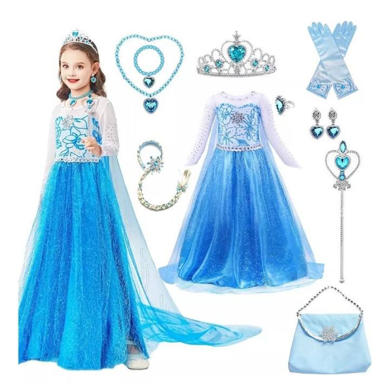 GENERICO - Set vestido disfraz de frozen cartera y accesorios