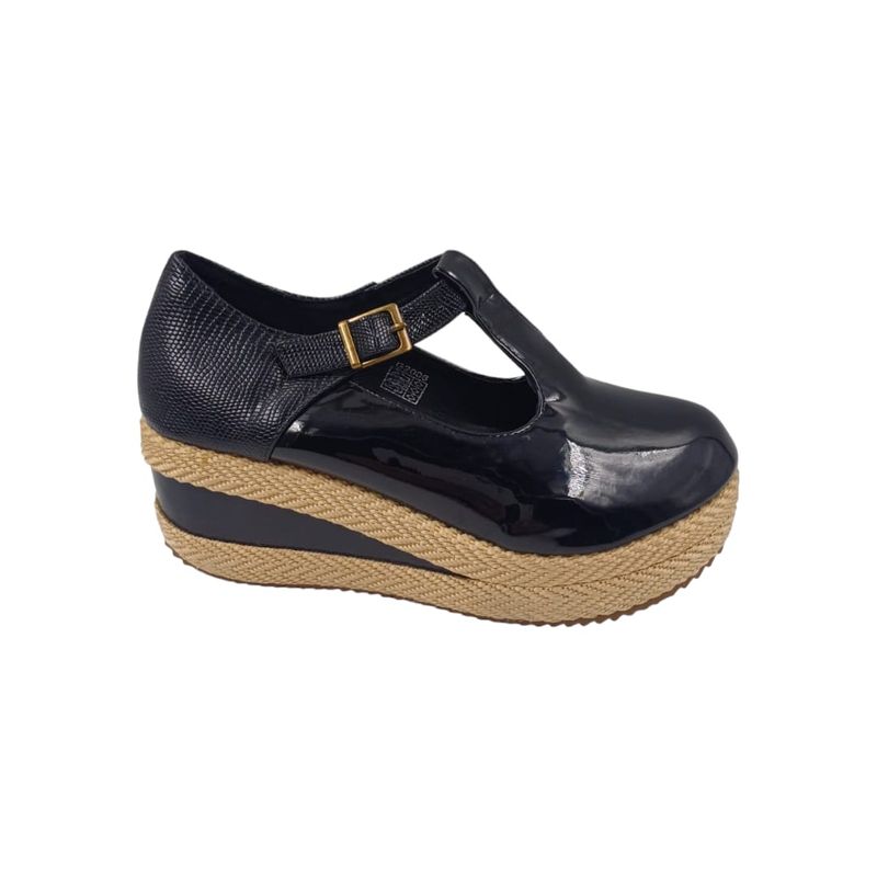 HERIEL - Zapato Panchita Negro Charol Plataforma