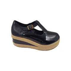 HERIEL - Zapato Panchita Negro Charol Plataforma