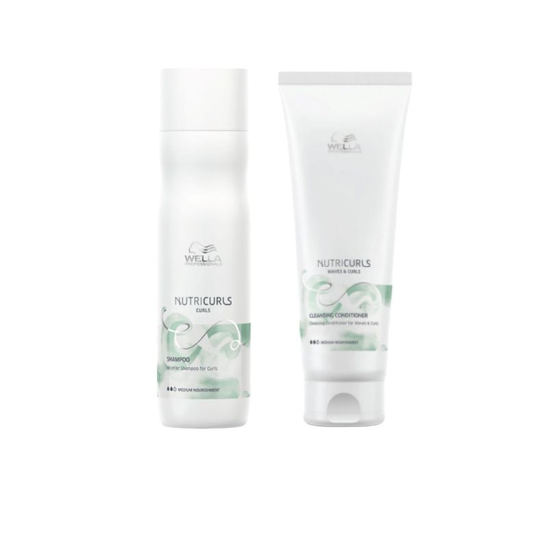 WELLA - Shampoo y Acondicionador para Rizos Nutri Curls Wella 250 y 200 ml