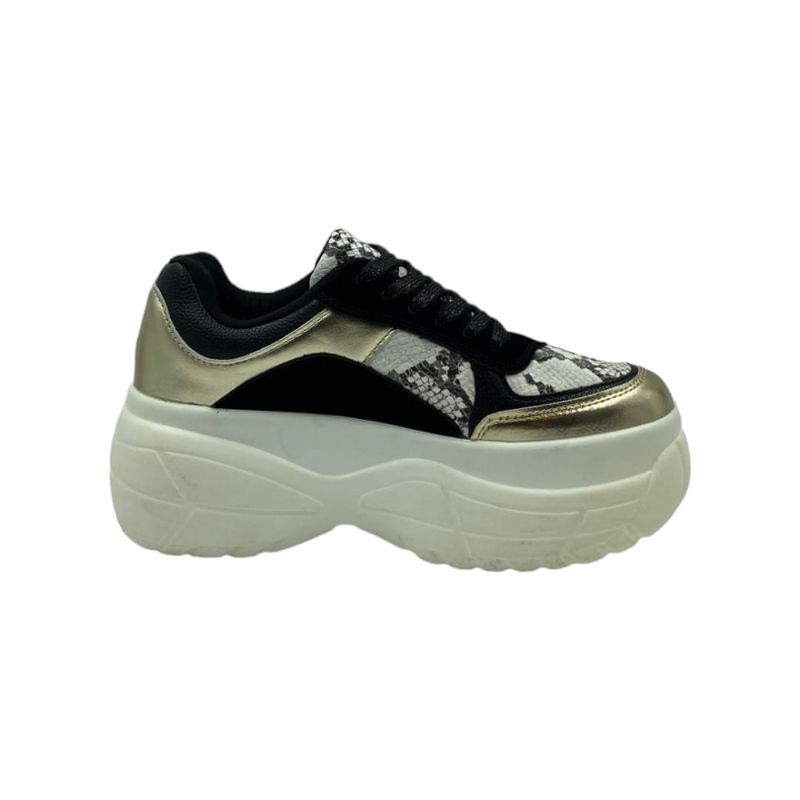 HERIEL - Zapatilla Negra Print Plataforma Mujer