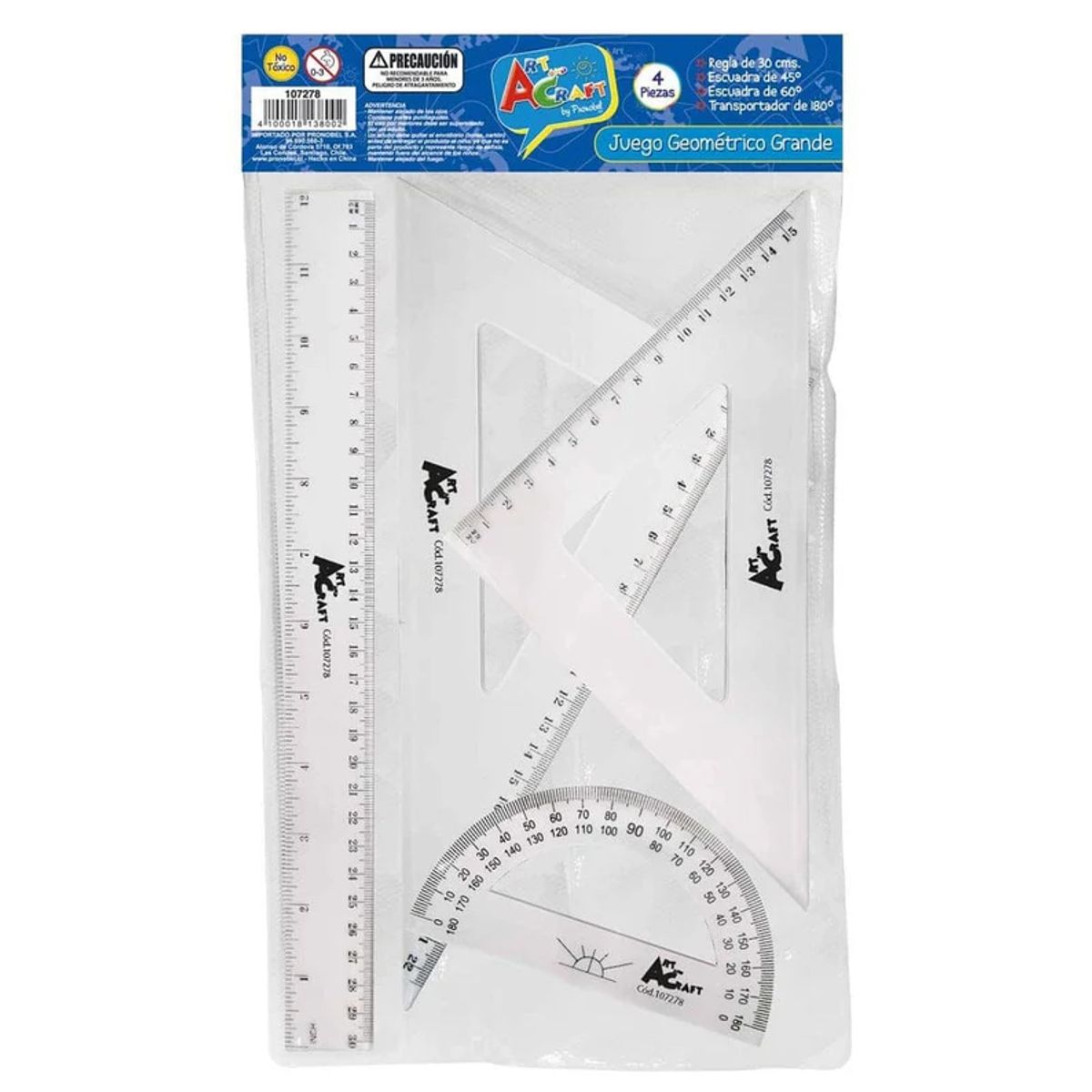 ART AND CRAFT - Set Geometría Transparente 30cm 4 piezas Art&Craft