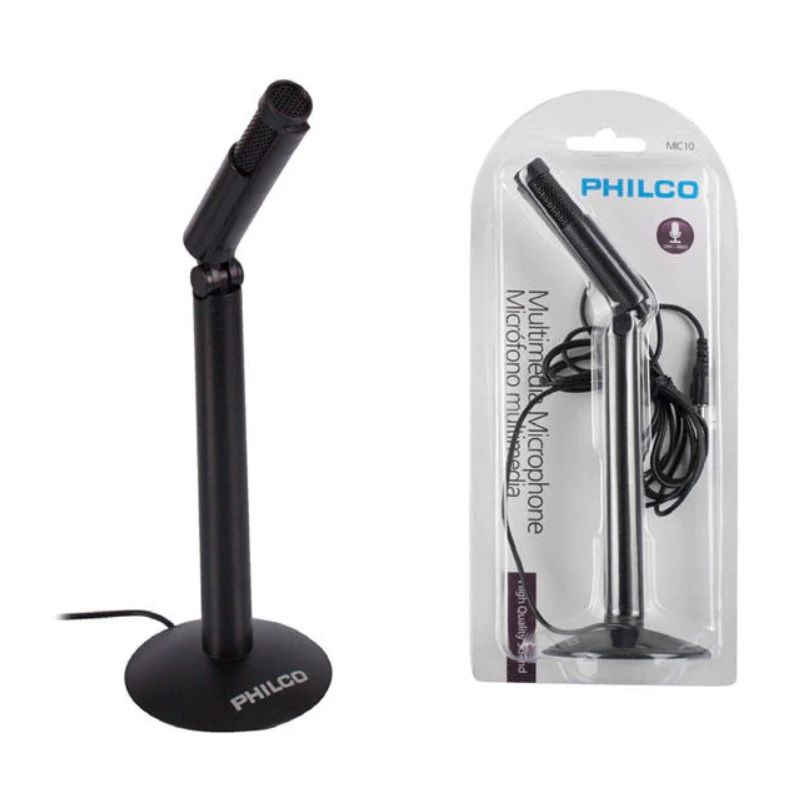 PHILCO - Micrófono Para Pc Notebook Multimedia Plug Con Pedestal