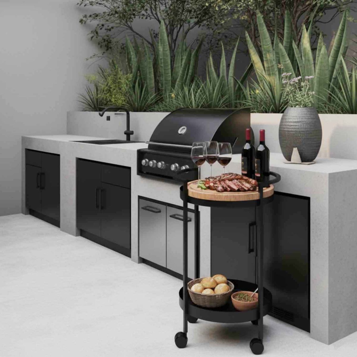 LIVING MARKET - Carro Bar Organizador Metálico Luga 40x78 Hecho a Mano