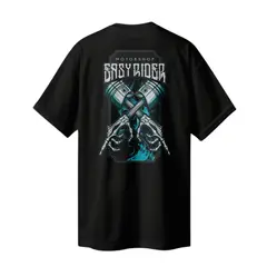 EASY RIDER MOTORSHOP - - Polera Pistón Negra 100% Algodón