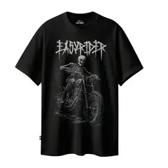 EASY RIDER MOTORSHOP - - Polera Skull Negra 100% algodón