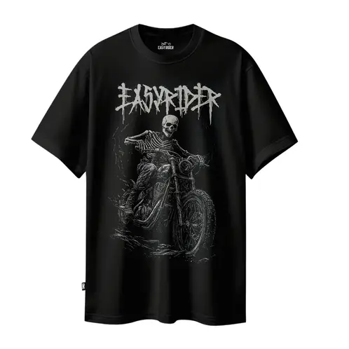EASY RIDER MOTORSHOP - - Polera Skull Negra 100% algodón