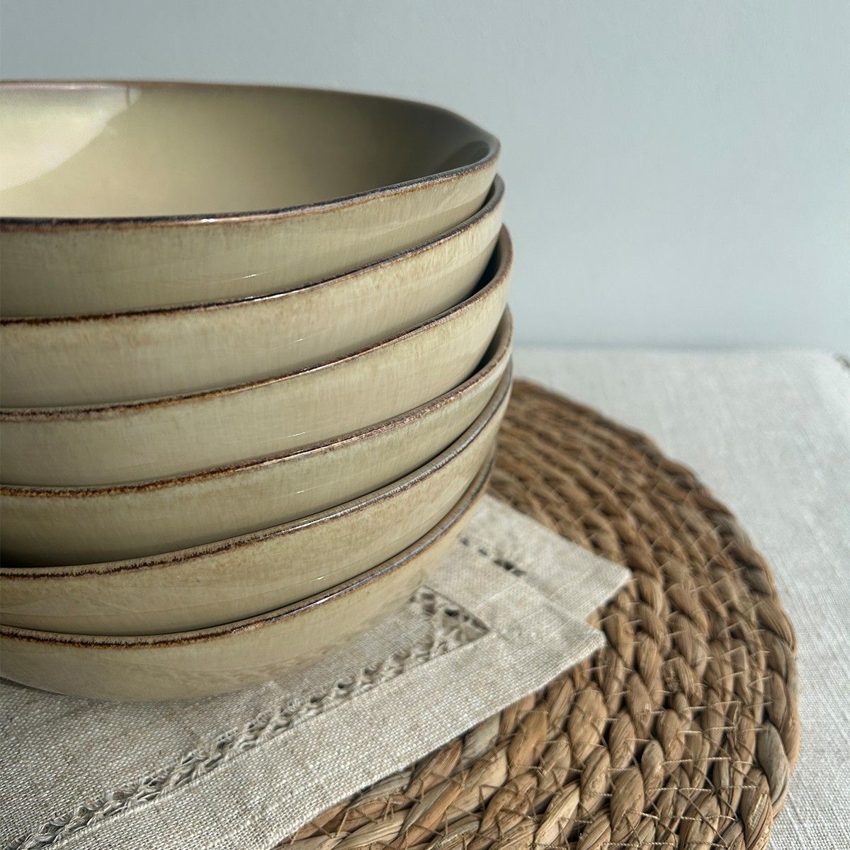 IMAHE - Set De 6 Bowl Redondo Ceramica 18X5.2 Cm Linea Ekos Tipo Gres