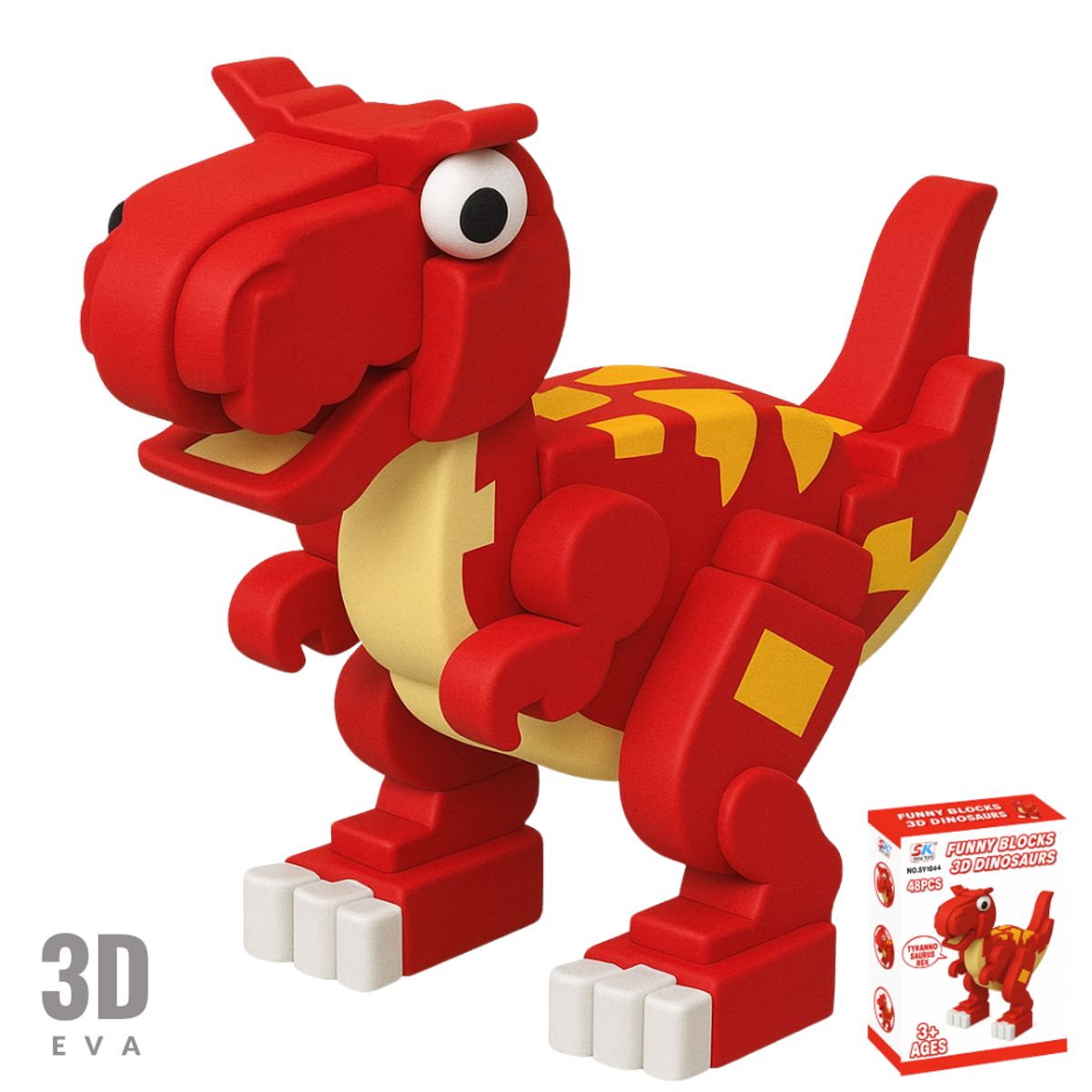 GARSIL - Dinosaurio 3d Didáctico Armable Goma Eva Puzzle T-rex