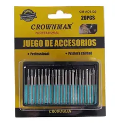 GENERICO - Juego Puntas Brocas Diamantadas Para Dremel 20 Piezas Crow