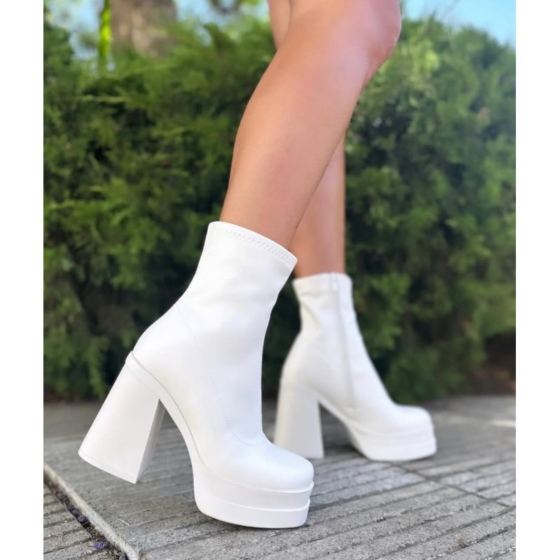 SNOOPY - Botin Blanco  Mujer Taco Alto con Plataforma M480