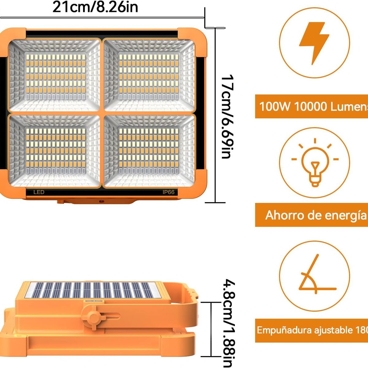 PROWAY - Foco Led Solar Emergencia Baliza Recargable 200w Camping