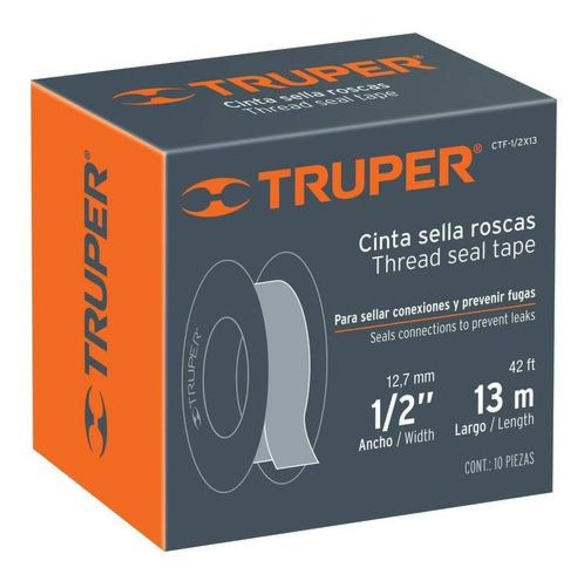 TRUPER - Cinta Teflon Truper Profesional 34 10 Unidades - Multicolor