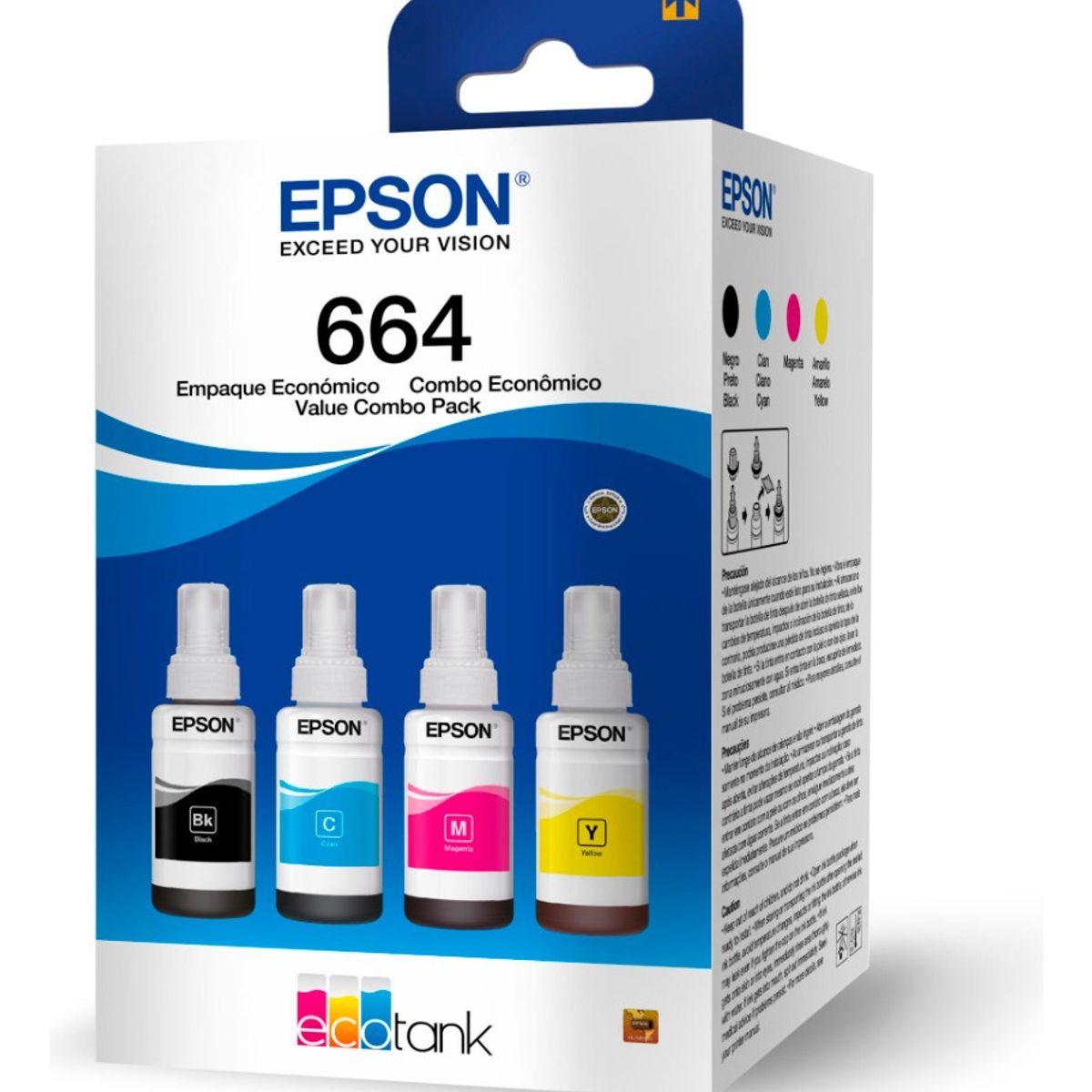 EPSON - Pack Tinta Epson T664 Original 70ml 4 Unidades Colores