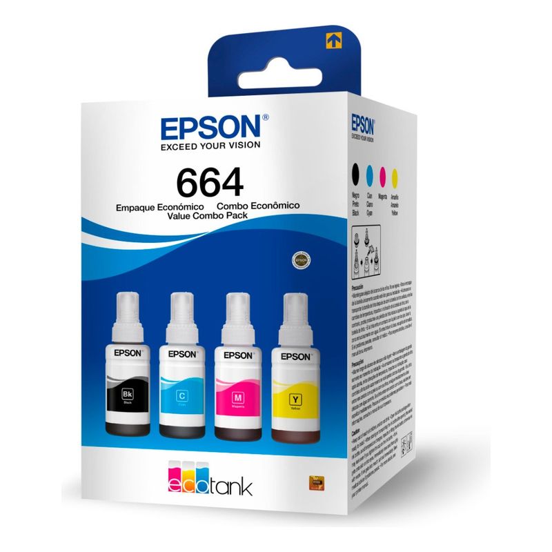 EPSON - Pack Tinta Epson T664 Original 70ml 4 Colores