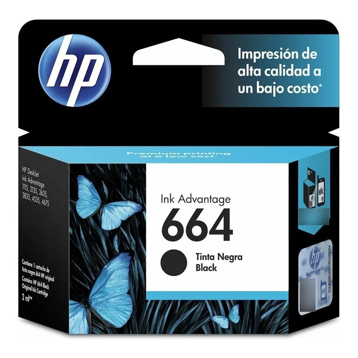 HP - Hp Tinta 664 Negro Advantage F6v29al