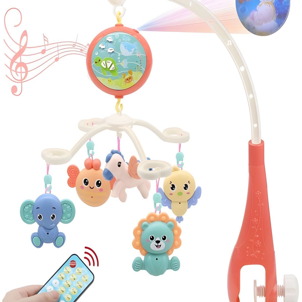 GENERICO - Móvil bebe con Imagen y Sonido y Con Control Zoológico