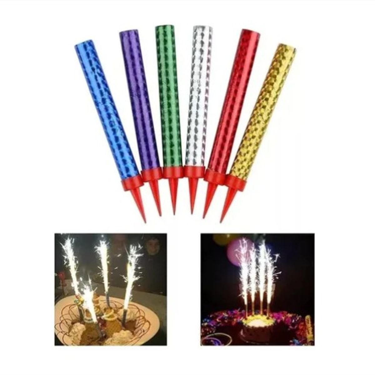 HAZ TU CLICK - Pack 6 Velas Mágicas Bengalas 25 Cm Cumpleaños Fiesta