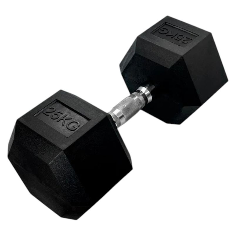 GENERICO - Mancuerna Hexagonal Acero Recubierta Caucho 225 Kg