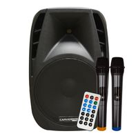 CAJA ACUSTICA PORTABLE CON 2 MICROFONOS + BLUETOOTH