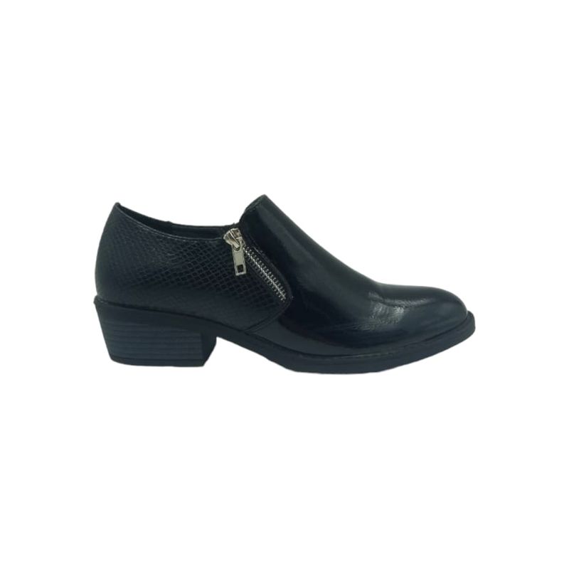 HERIEL - Zapato Negro Taco Charol Mujer