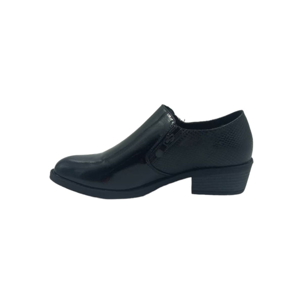 HERIEL - Zapato Negro Taco Charol Mujer