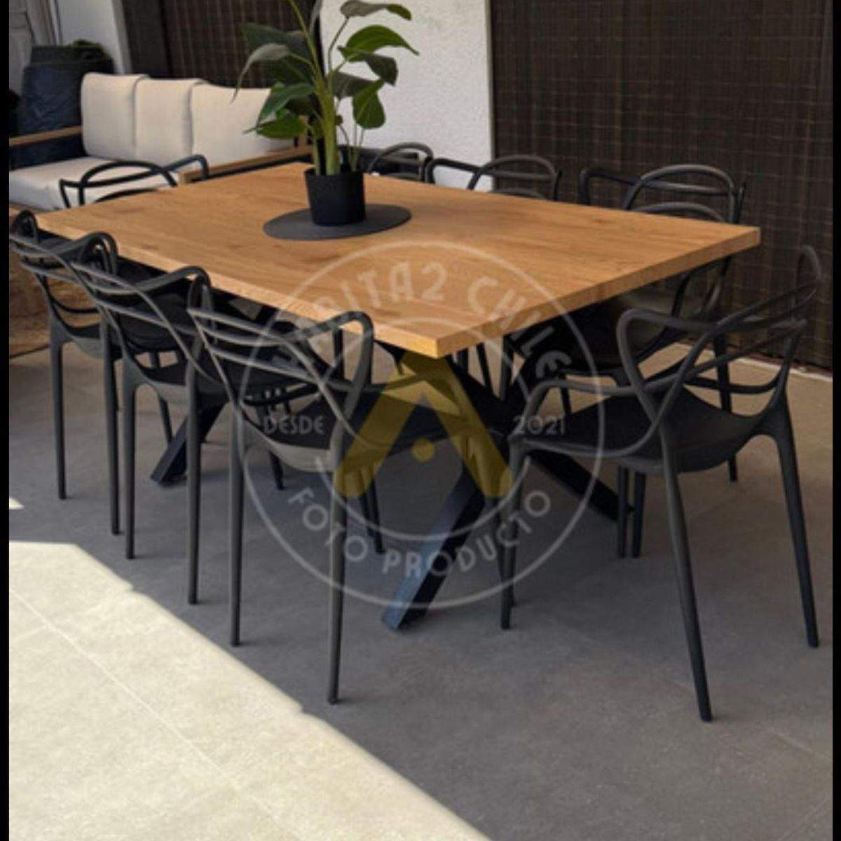 HABITA2 CHILE - COMEDOR MASTER CROSS 180 CM - 8 PUESTO NEGRO…