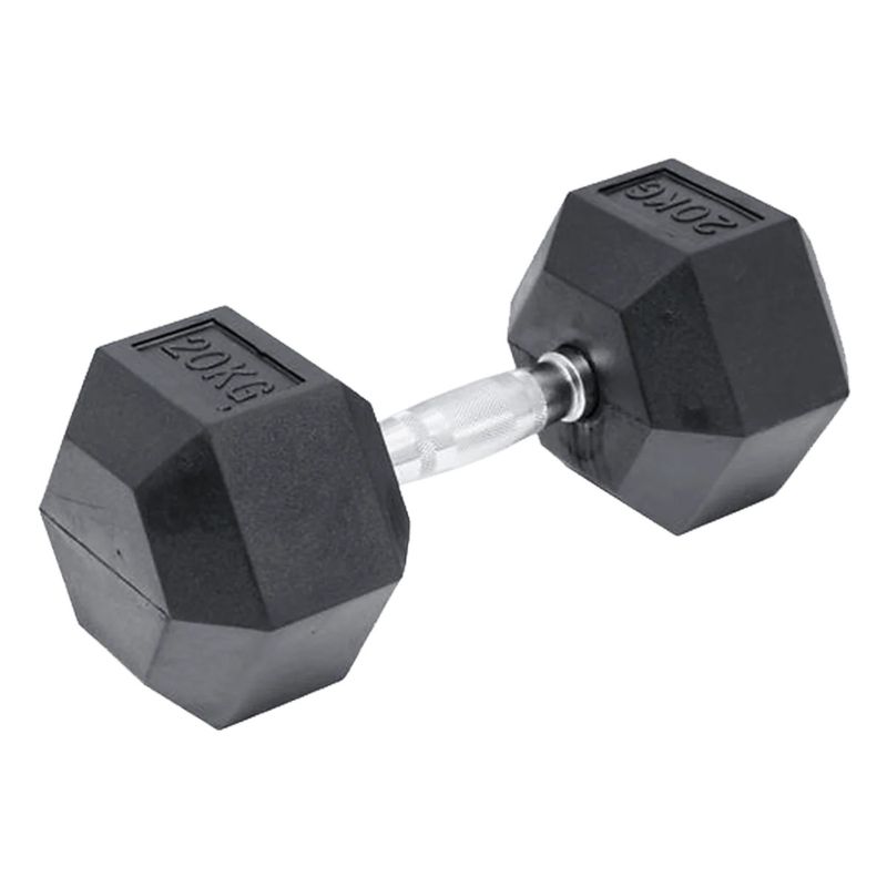 GENERICO - Mancuerna Hexagonal Acero Recubierta Caucho 20 Kg