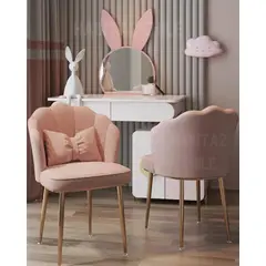 GENERICO - Pack de 2 Silla Sitial Fancy terciopelo base Dorada - Rosado