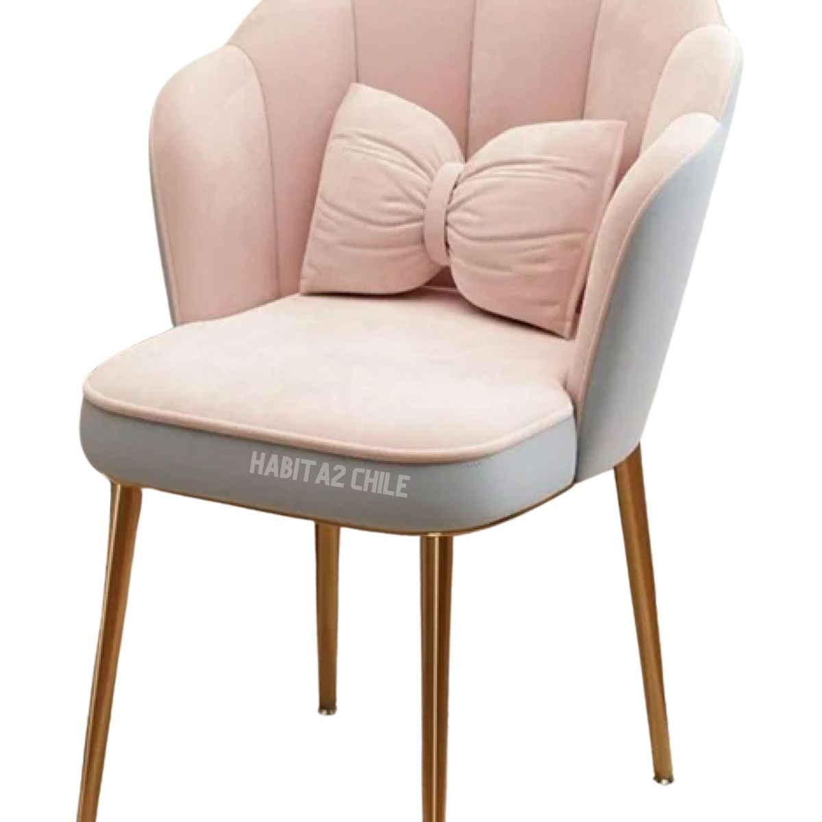 HABITA2 CHILE - Pack de 2 Silla Sitial Fancy terciopelo base Dorada - Rosado