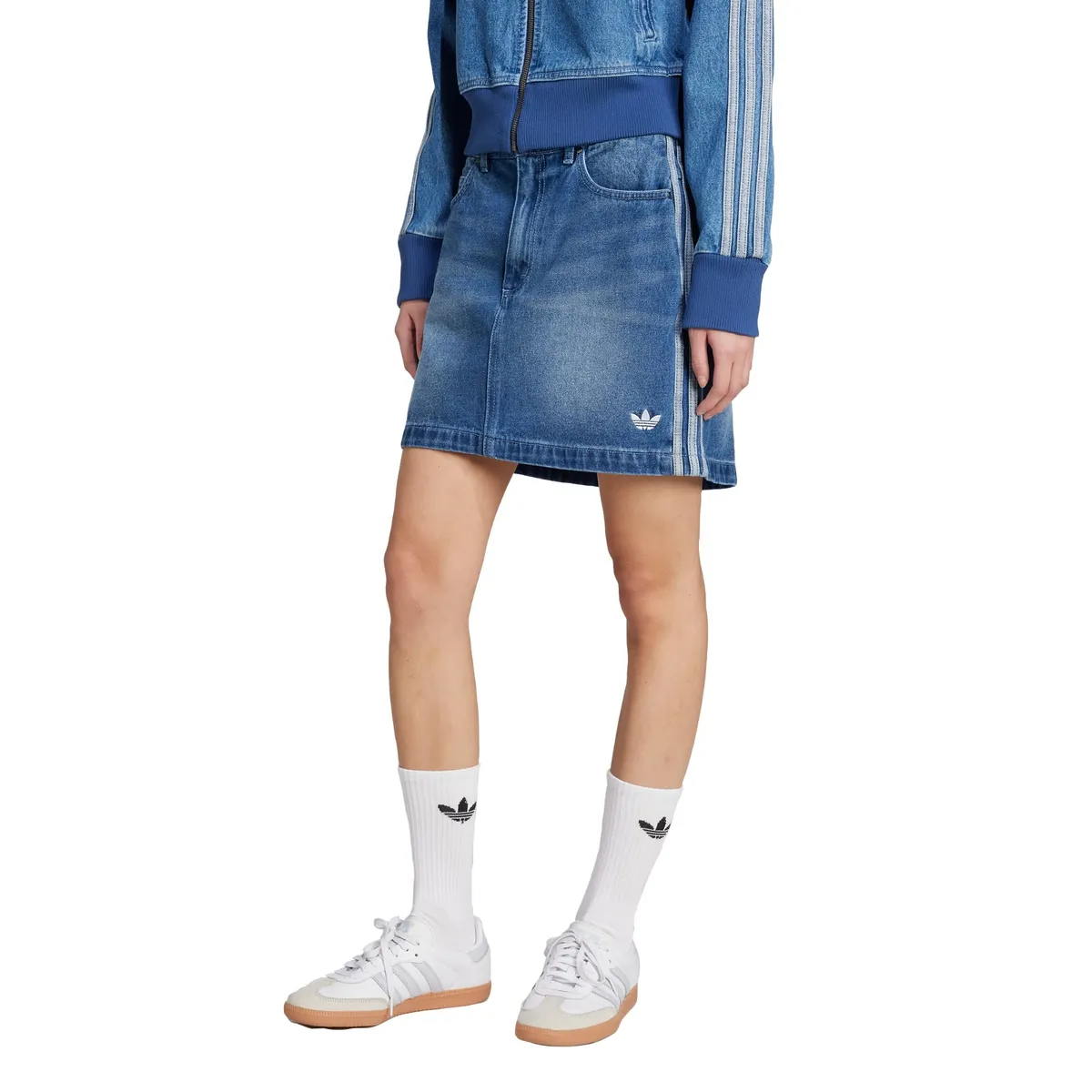 ADIDAS - Minifalda de tejido denim de 3 Tiras Adicolor