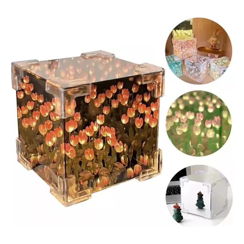 GENERICO - Diy Espejo Led Cube Tulipanes Lamparas Led Lamparas De Noche