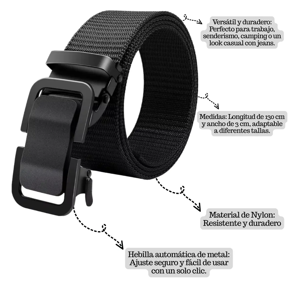 EKOL TACTICA MILITAR - Cinturón Táctico De Nylon Con Hebilla Metálica Automática