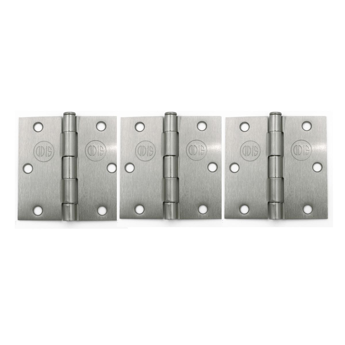 ODIS - Pack 3 Bisagras Acero Odis 3,5”×3,5”× 2,0mm - Plata