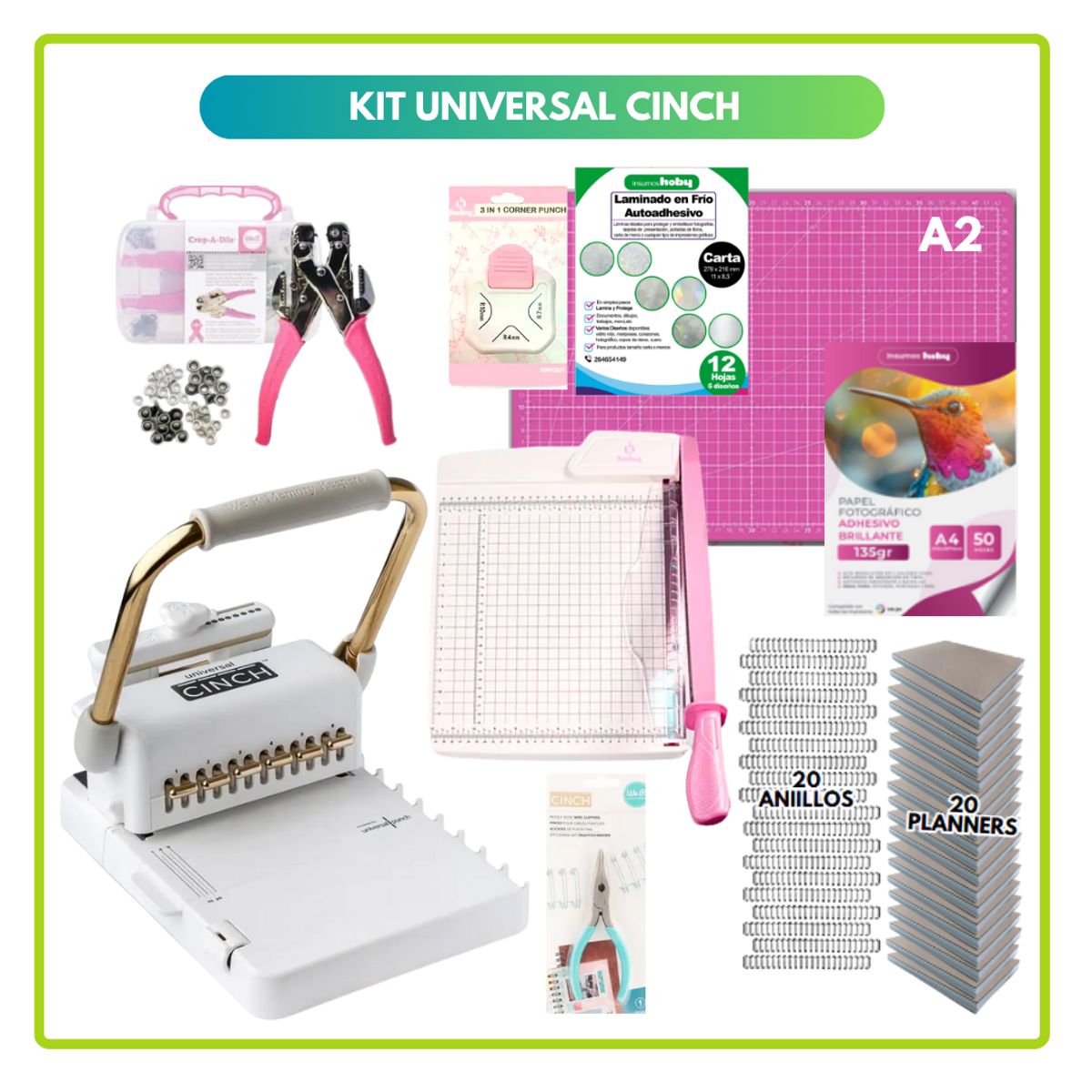 AMERICAN CRAFTS - Encuadernadora UNIVERSAL CINCH + INSUMOS 02