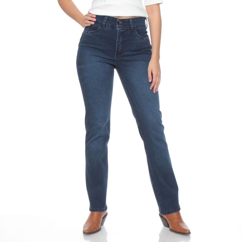 WADOS - JEANS SLIM TIRO ALTO PRETINA 2 BOTONES APLICACION TACHAS