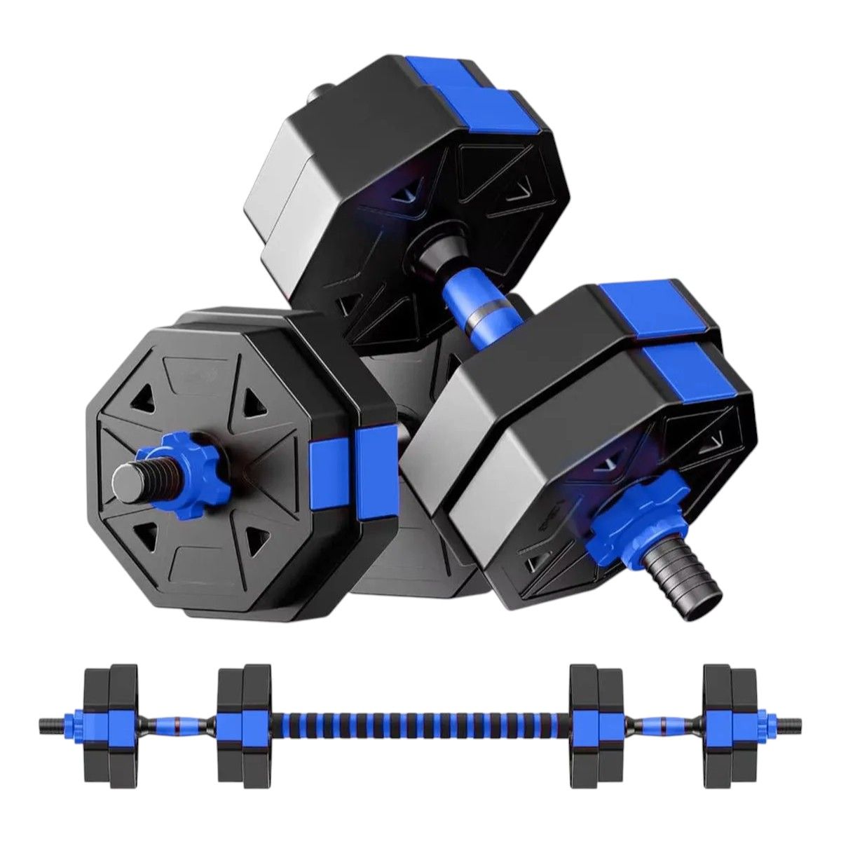 GENERICO - Set Mancuernas Ajustables Hexagonales 20 Kg 2en1 + Barra
