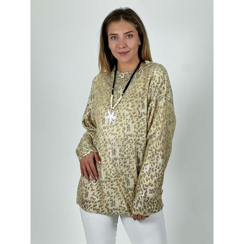 ENIGMATICA BOUTIQUE - Sweater de Hilo Estampado Print con Brillos Negro