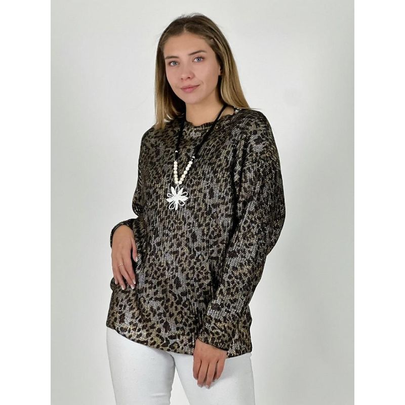 ENIGMATICA BOUTIQUE - Sweater de Hilo Estampado Print con Brillos Negro