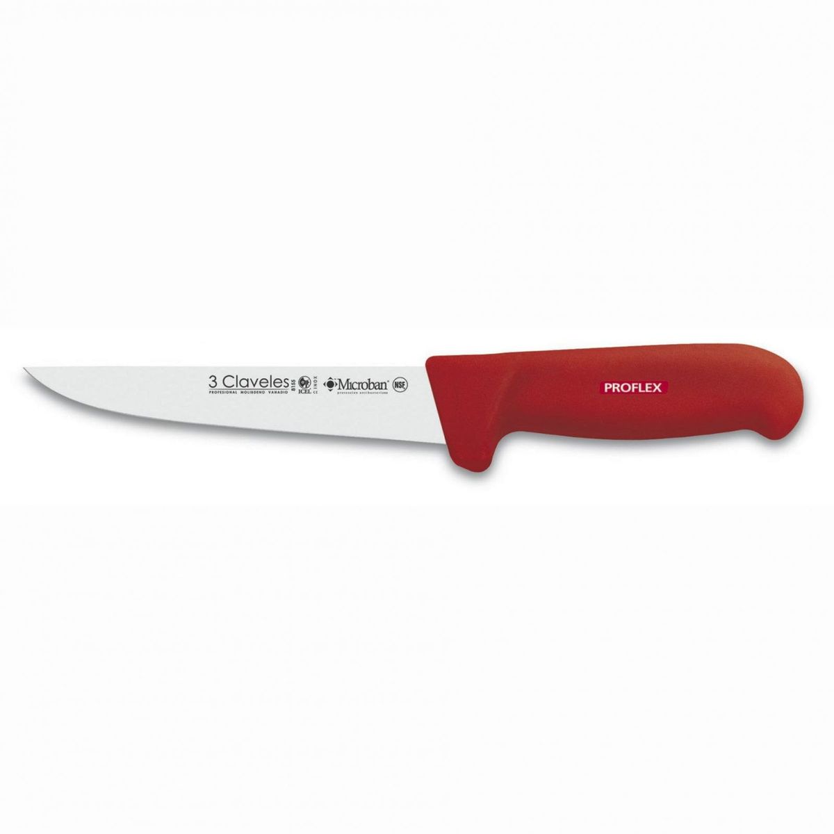3 CLAVELES - Cuchillo Deshuesador 18 cm Rojo