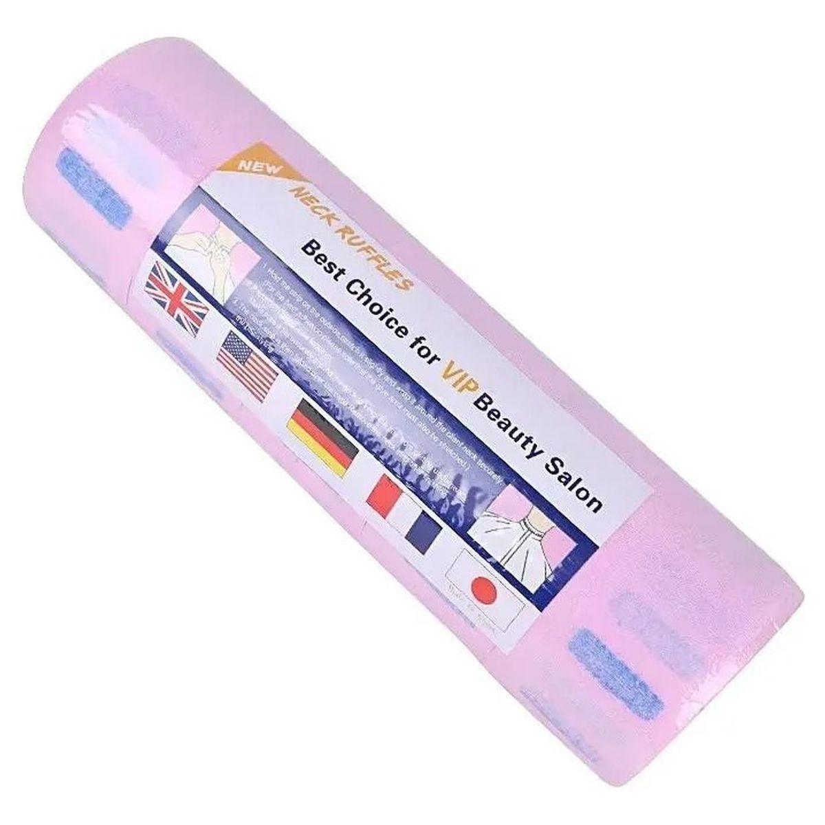 GENERICO - Rollo 100 Tiras Desechables Papel Cuello Peluquería Barbería Rosa - Rosa