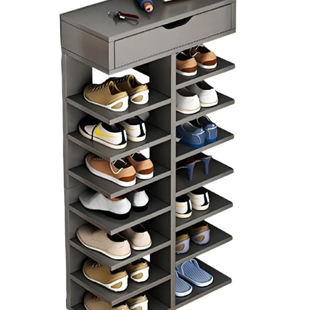 GENERICO - Zapatero Organizador 8 Niveles - Estante para Zapatos - Gris