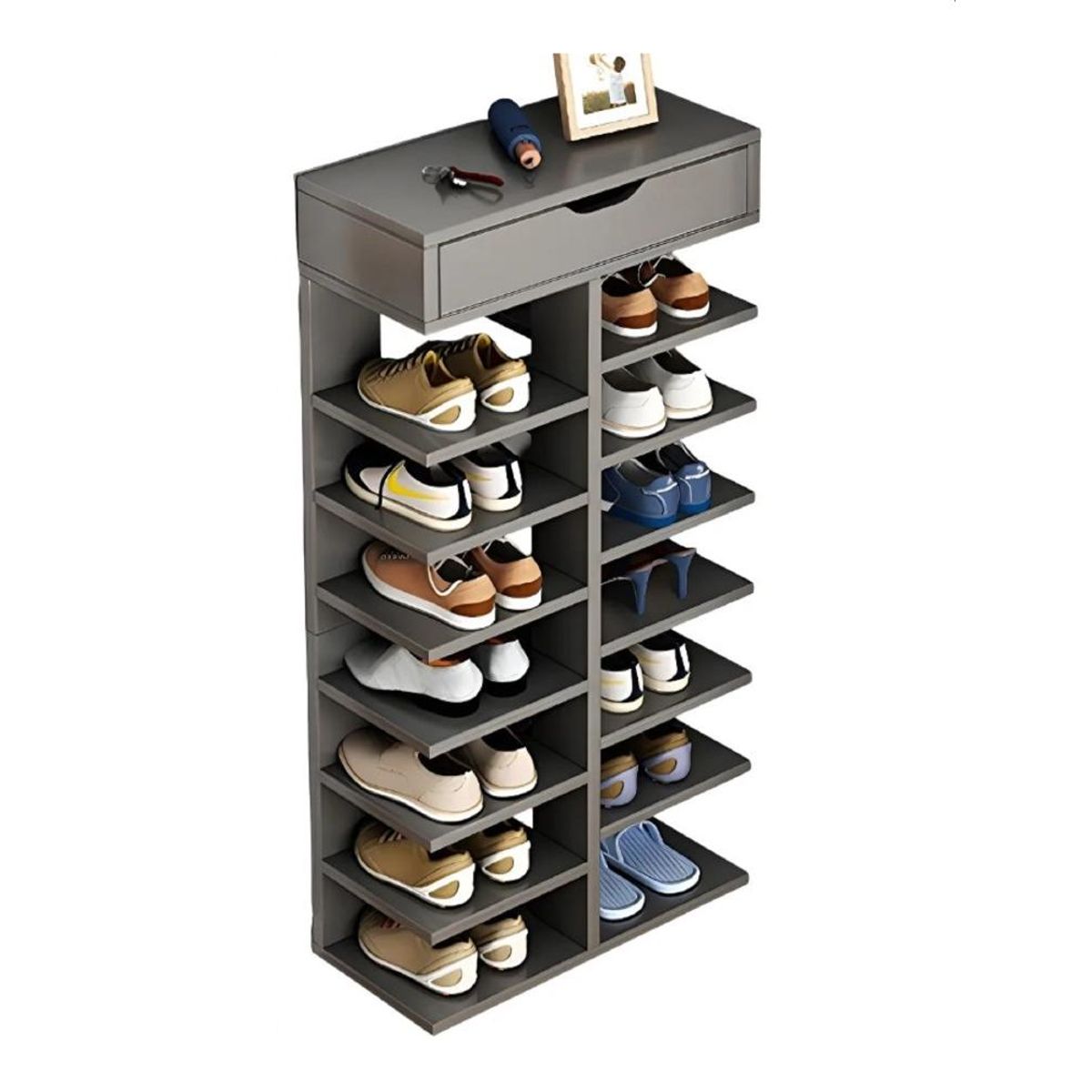 GENERICO - Zapatero Organizador 8 Niveles - Estante para Zapatos - Gris