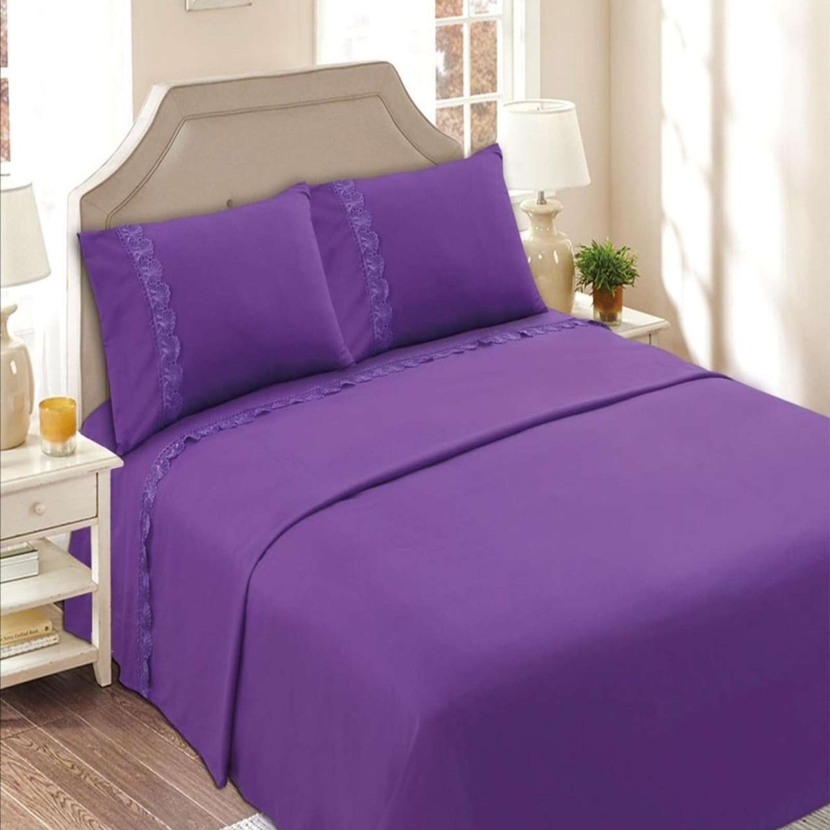 GENERICO - SABANAS 144 HILOS KING MORADO