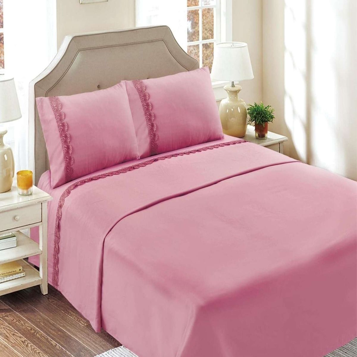 GENERICO - SABANAS 144 HILOS 2P ROSADO