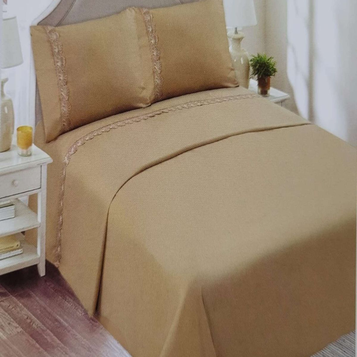 GENERICO - SABANAS 144 HILOS 2P BEIGE