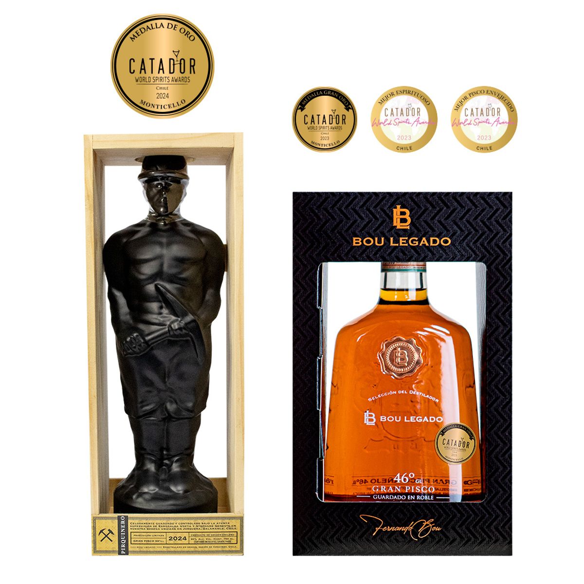 BOU - Gran Pisco Pirquinero 50º + Gran Pisco Bou legado 46º