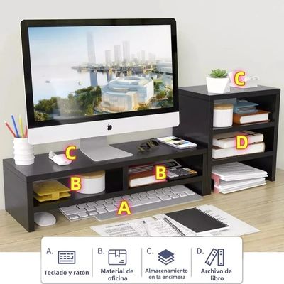 Imagen 2 del producto Soporte Monitor Con Estante Almacenamiento De 3 Niveles